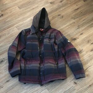 686 Men's Striped Jacket - Black, Gray, and Purple